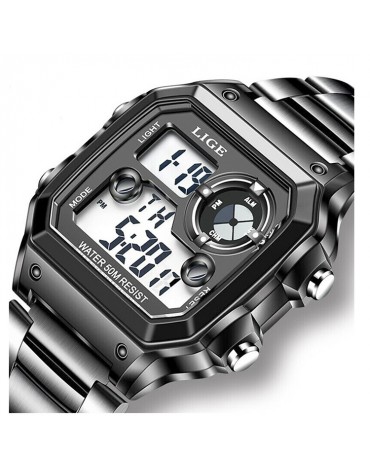 Reloj Cuarzo Análogo Cronógrafo Lige Luminoso de Acero