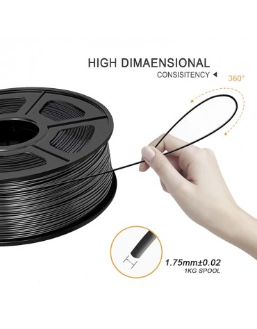 Filamento PLA Premium 1.75mm Impresión 3D Negro