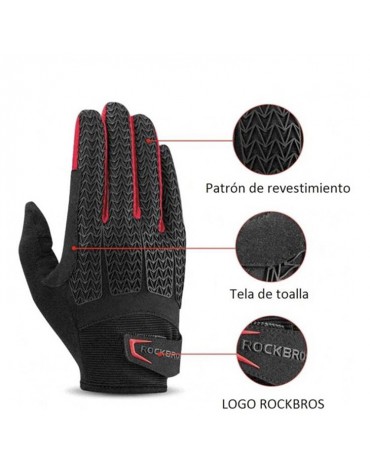 Guantes Rockbros Ciclismo Moto Térmico Táctil Relleno Gel S169