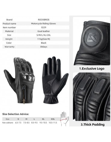 Guantes De Cuero Rockbros Para Racing Moto