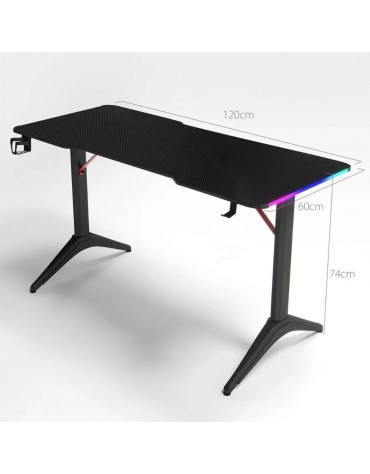 Escritorio Gamer Luces Rgb Superficie Carbono Con Soportes | haplaz.com
