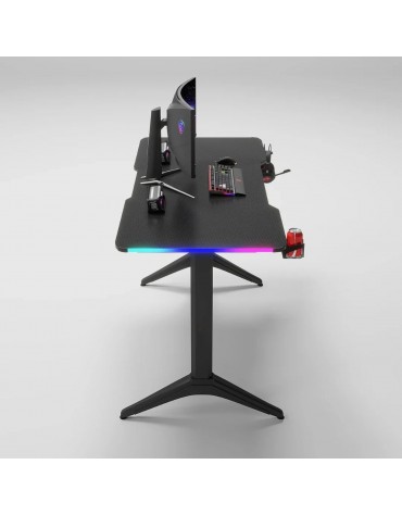 Escritorio Gamer Luces Rgb Superficie Carbono Con Soportes | haplaz.com